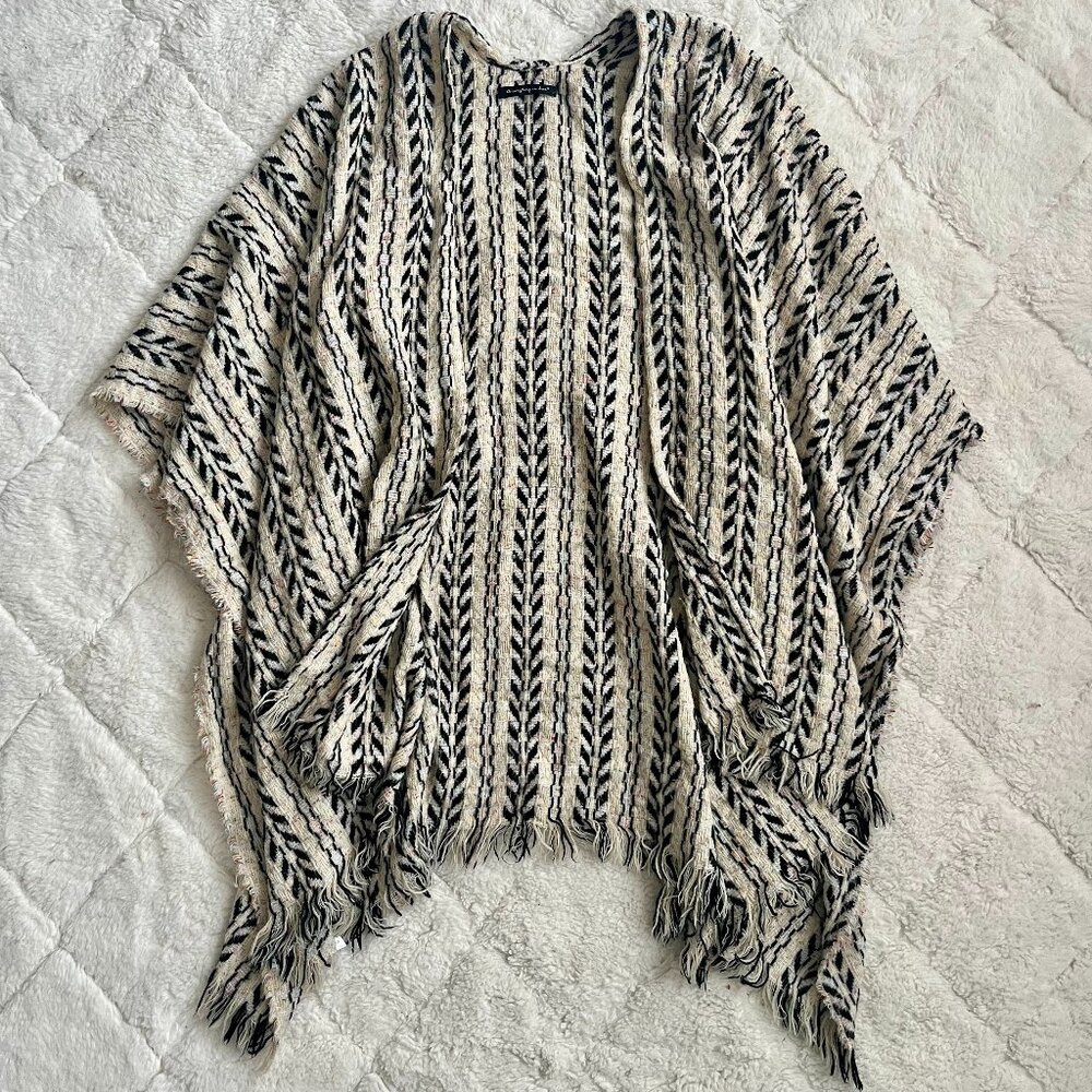 Acrylic Boho Pattern Oversized Poncho/Kimono Sweater